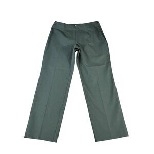LL Bean Chino Pants Olive Green Womens 14 Petite Size Zip Pull On Straight Leg